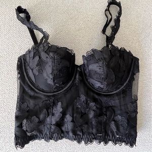 Victoria Secret Black Floral Lace Corset